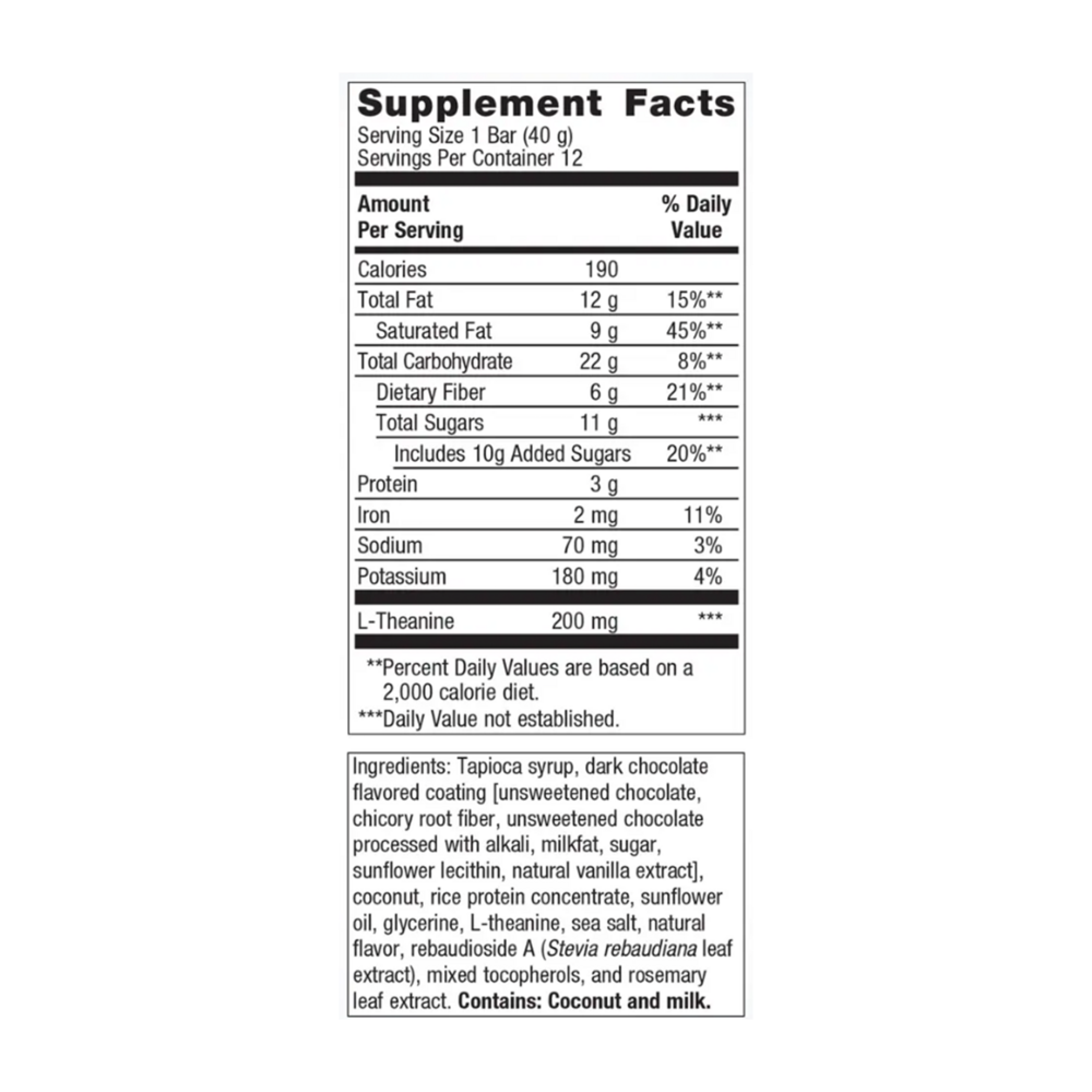 Supplement facts label for a product on a white background