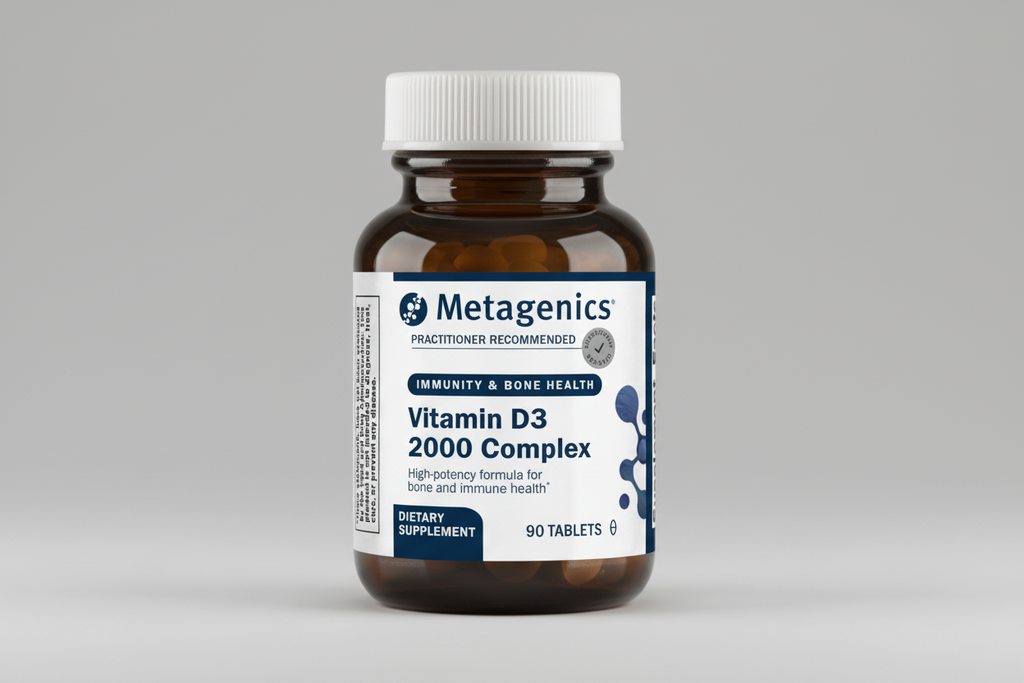 Metagenics Vitamin D3 2000 Complex supplement bottle on a white background