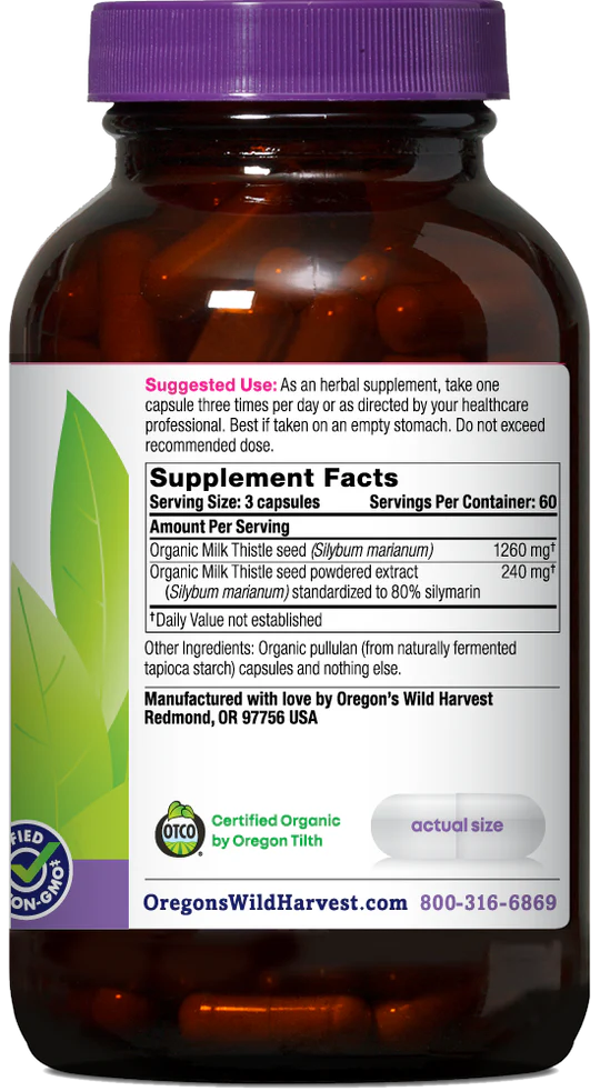 Oregon's Wild Harvest Milk Thistle 180 Capsules