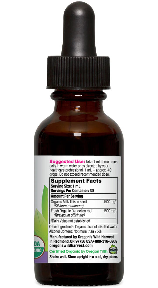 Oregon's Wild Harvest Milk Thistle Dandelion Organic Extract 1 oz