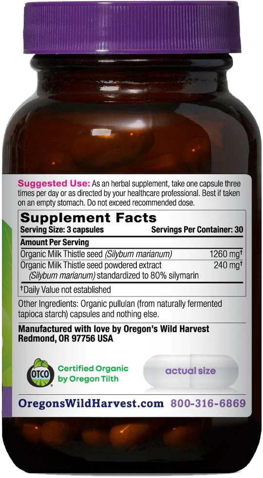 Oregon's Wild Harvest Milk Thistle 90 Capsules