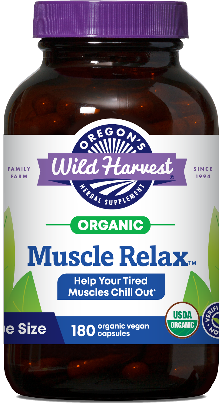 Oregon's Wild Harvest Muscle Relax Organic 180 Capsules front