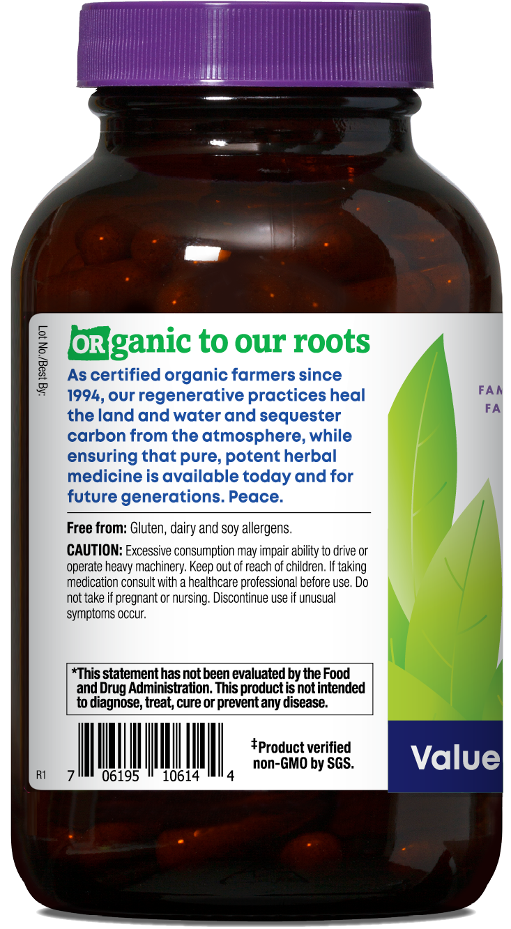 Oregon's Wild Harvest Muscle Relax Organic 180 Capsules left side