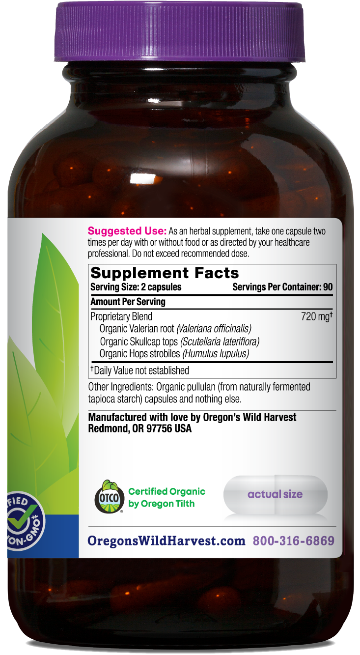 Oregon's Wild Harvest Muscle Relax Organic 180 Capsules right side