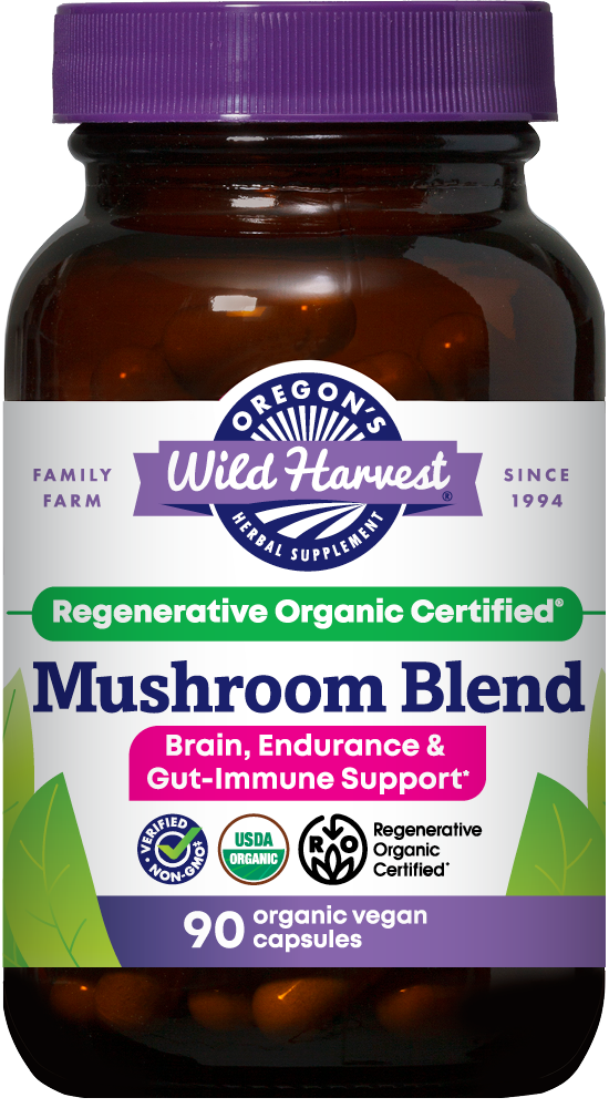 Oregon's Wild Harvest Mushroom Blend Regenerative Organic 90 Capsules front
