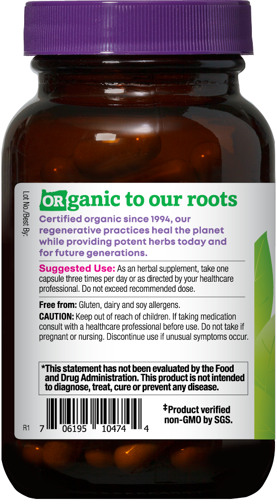 Oregon's Wild Harvest Mushroom Blend Regenerative Organic 90 Capsules left side