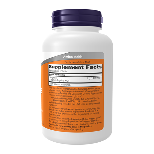 Supplement bottle with purple cap and orange label on a white background