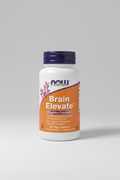 Supplement bottle labeled 'Brain Elevate' by NOW on a white background