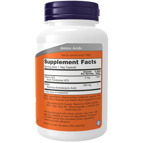 Supplement bottle with purple cap and orange label on a white background