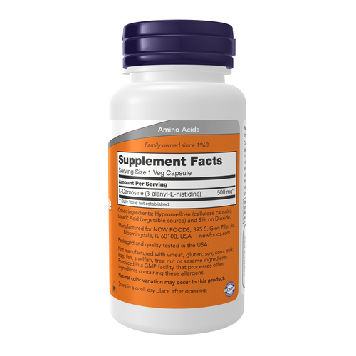 Supplement bottle with purple cap and orange label on a white background