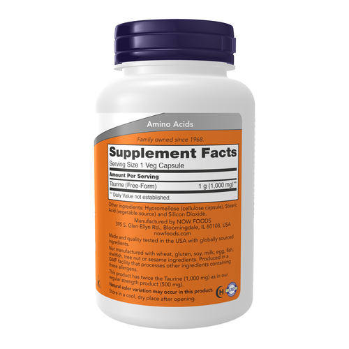 Supplement bottle with purple cap and orange label on a white background