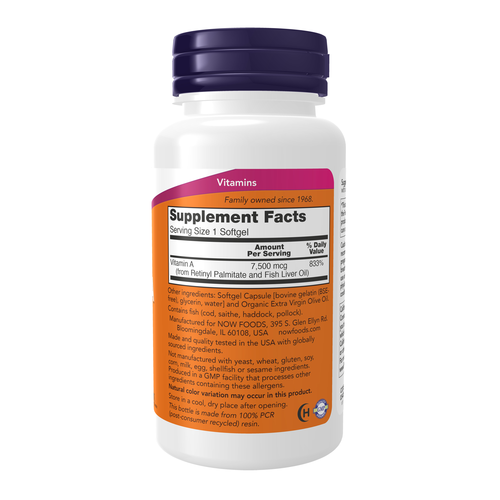 Supplement bottle with purple cap and orange label on a white background