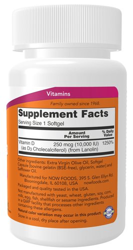 Supplement bottle with label showing vitamin information on a white background