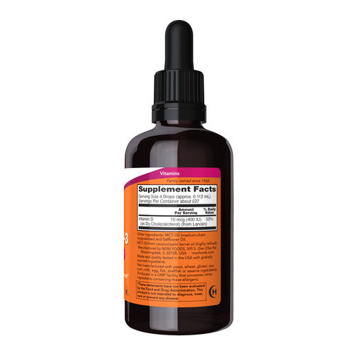 Supplement bottle with dropper labeled 'Supplement Facts' on a white background