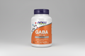 Supplement bottle labeled 'GABA 500 mg' with NOW brand on a white background
