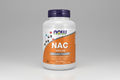 Supplement bottle labeled 'NAC 1000 mg' with Now brand on a white background
