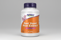 Supplement bottle labeled 'Red Yeast Rice Extract' with NOW brand on a white background