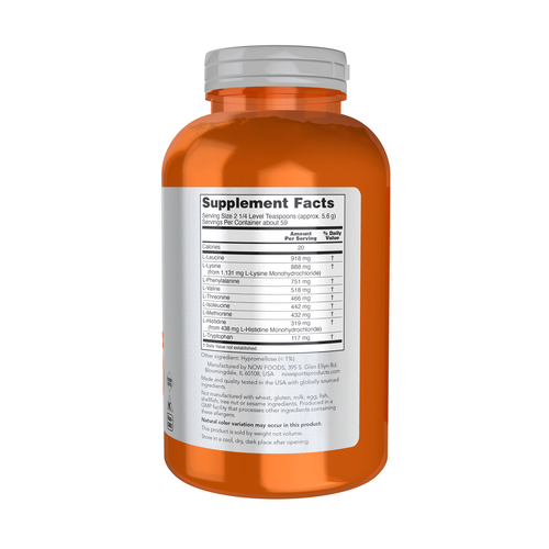 Orange supplement bottle with a white label on a white background