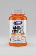 Supplement bottle labeled 'Amino Complete' by NOW Sports on a white background