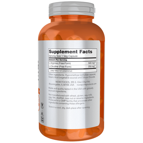 Orange supplement bottle with label on a white background