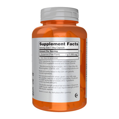 Orange supplement bottle with white label on a white background
