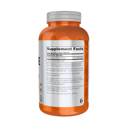 Orange supplement bottle with white label on a white background