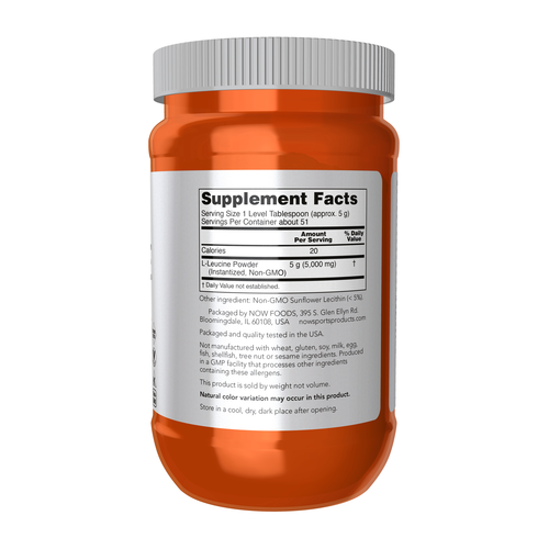 Orange supplement bottle with a white label on a white background
