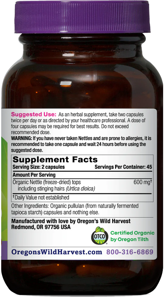 Oregon's Wild Harvest Nettle Freeze-Dried 90 Capsules