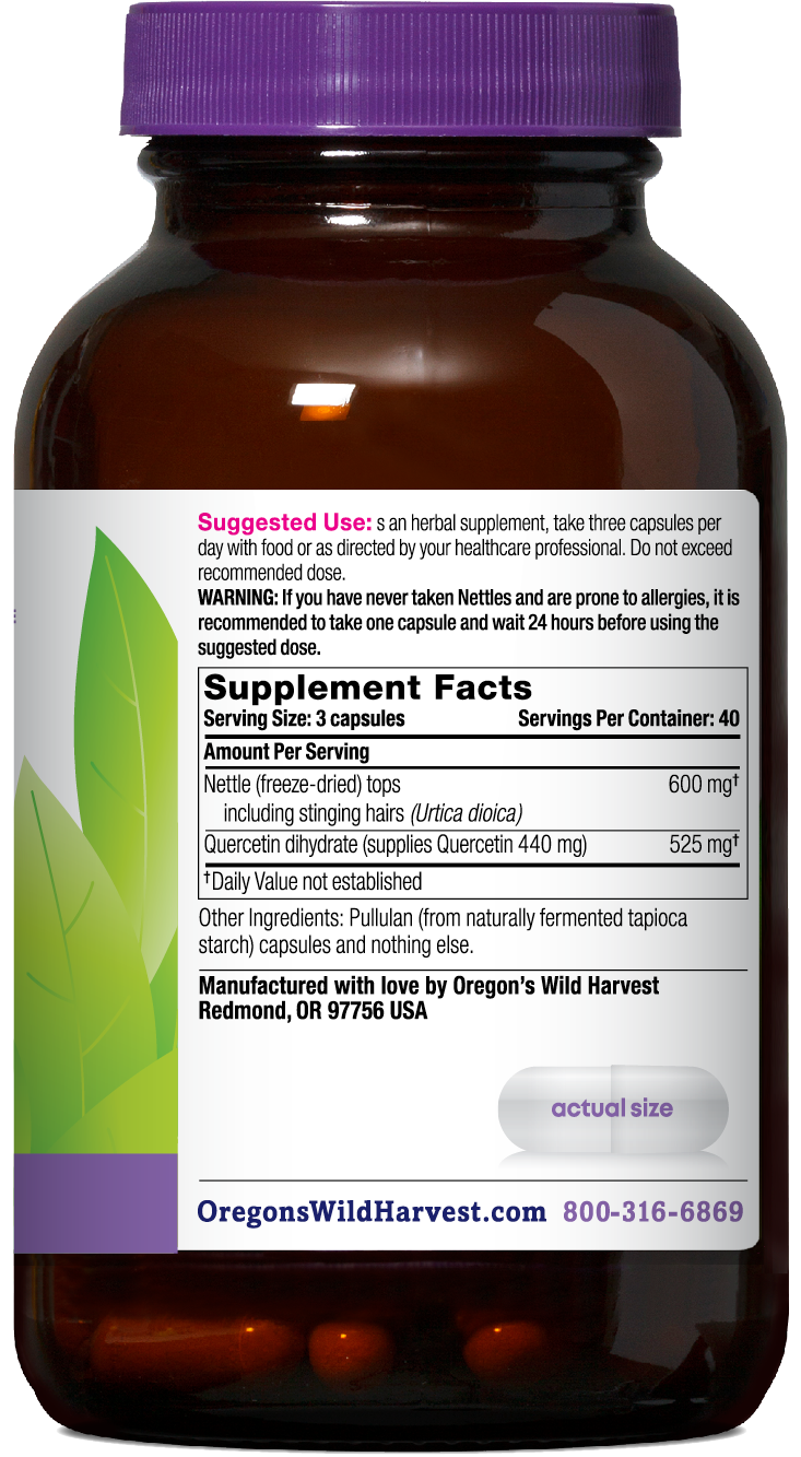 Oregon's Wild Harvest Nettle Quercetin 120 Capsules right side