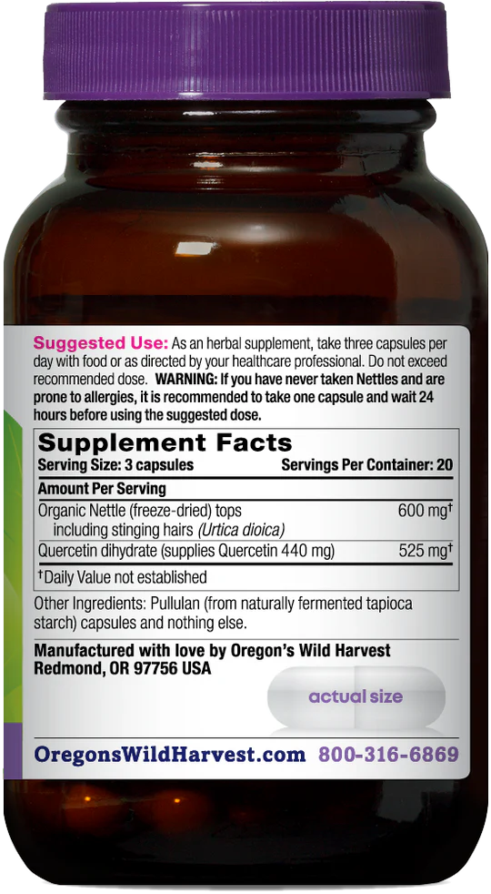 Oregon's Wild Harvest Nettle Quercetin 60 Capsules | Seasonal Wellness