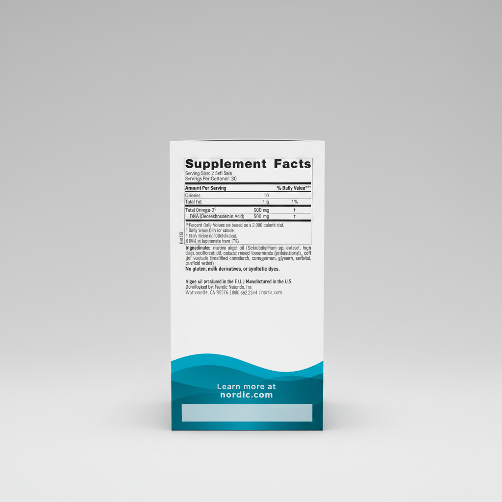 Supplement facts label with a blue wave design on a white background