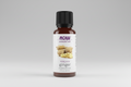 Bottle of NOW Essential Oils ginger oil on a white background