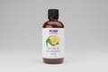 Bottle of NOW Lemon & Eucalyptus essential oil blend on a white background