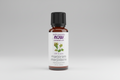 Bottle of NOW Essential Oils marjoram oil on a white background