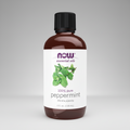Peppermint essential oil bottle with NOW Essential Oils label on a white background