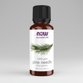 Bottle of NOW Essential Oils pine needle oil on a white background