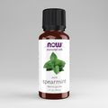 Bottle of NOW essential oils spearmint on a white background