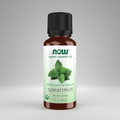 Spearmint essential oil bottle with NOW brand on a white background