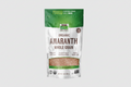 Package of organic amaranth whole grain with branding on a white background