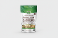 Package of organic raw cashews with green and white design