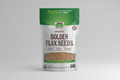 Package of NOW Organic Golden Flax Seeds with branding and nutritional information.
