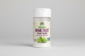 Bottle of Organic Monk Fruit Extract Powder on a white background