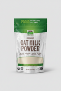 Package of NOW Organic Oat Milk Powder with green and white design