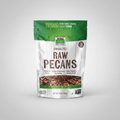 Bag of unsalted raw pecans with green and white design