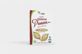 Box of living now organic quinoa penne pasta on a white background