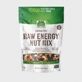 Package of NOW Real Food Unsalted Raw Energy Nut Mix on a white background