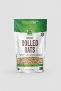 Package of NOW Organic Rolled Oats with green and white design