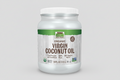 Jar of NOW Organic Virgin Coconut Oil on a white background