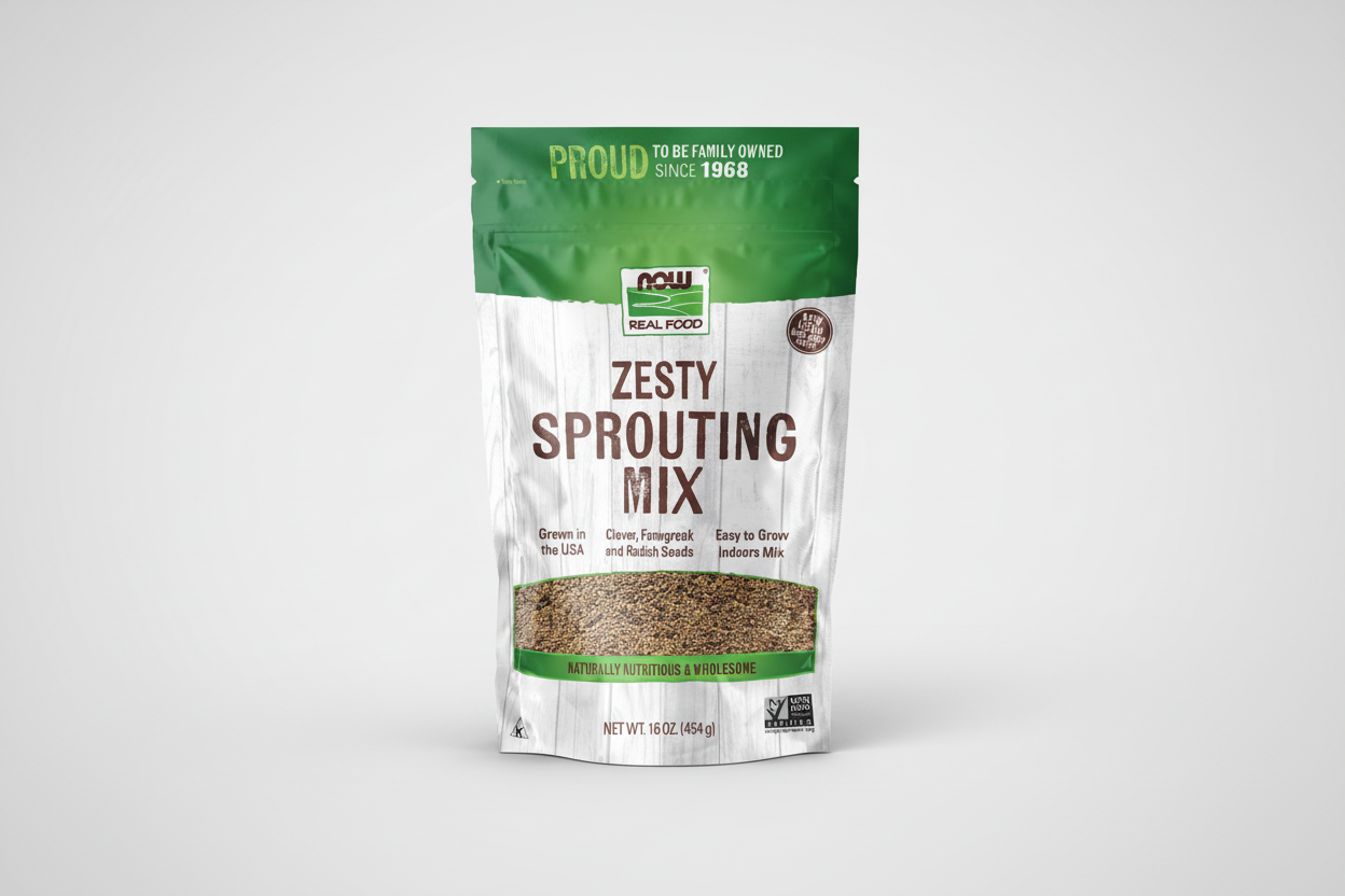 Package of Zesty Sprouting Mix with green and white design