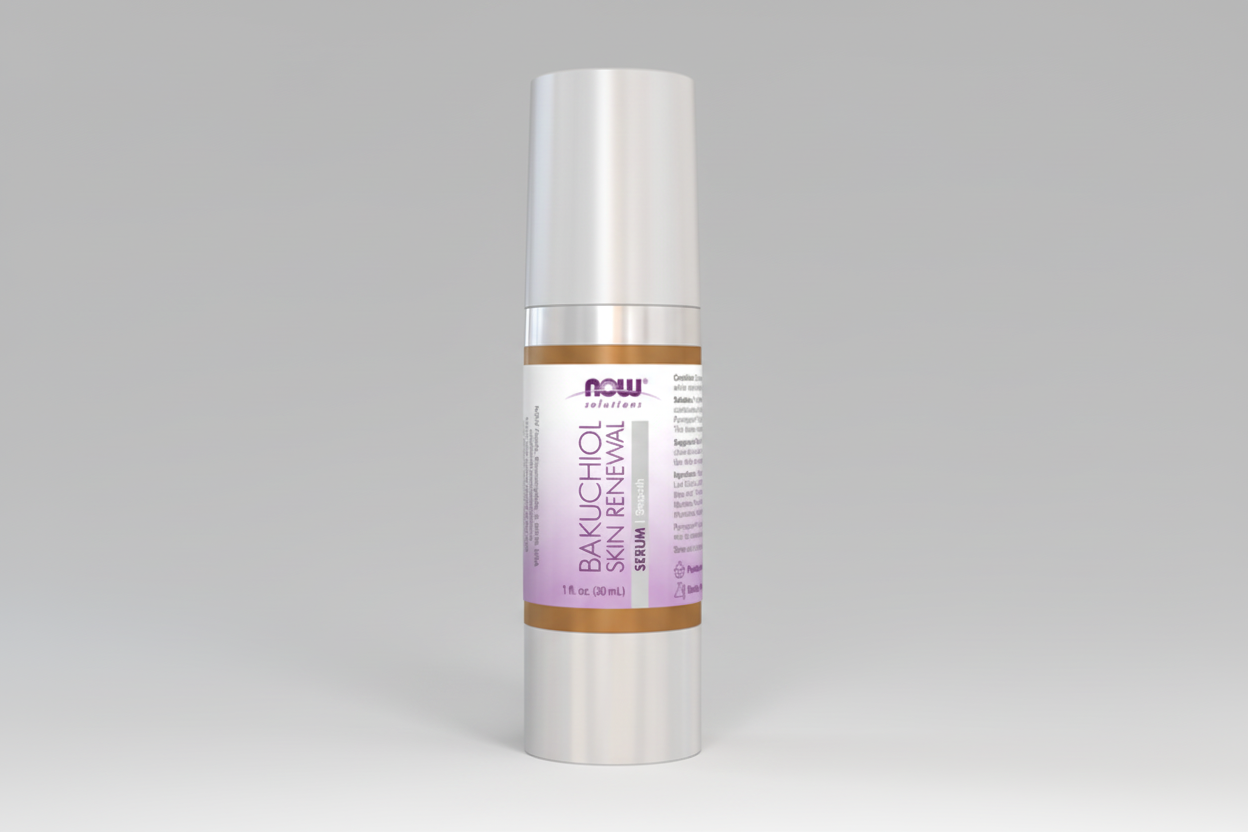 Skincare serum bottle with a white background